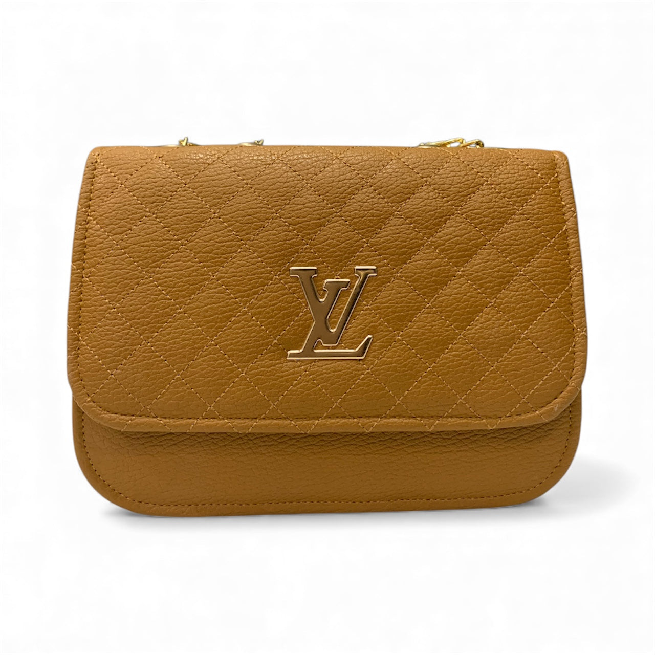 Classic LV Crossbody Flap Bag with Gold Chain