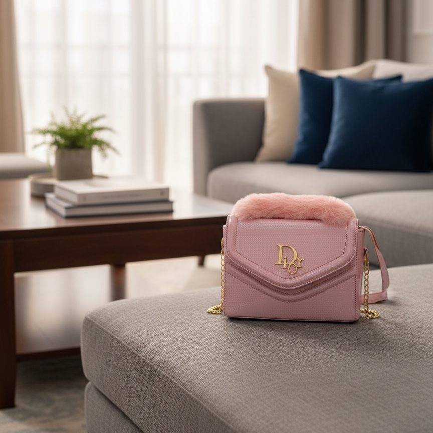 Premium Textured Pink Fluffy Bag