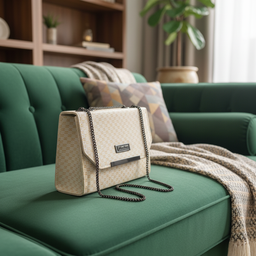 Elegant Beige Chain Bag